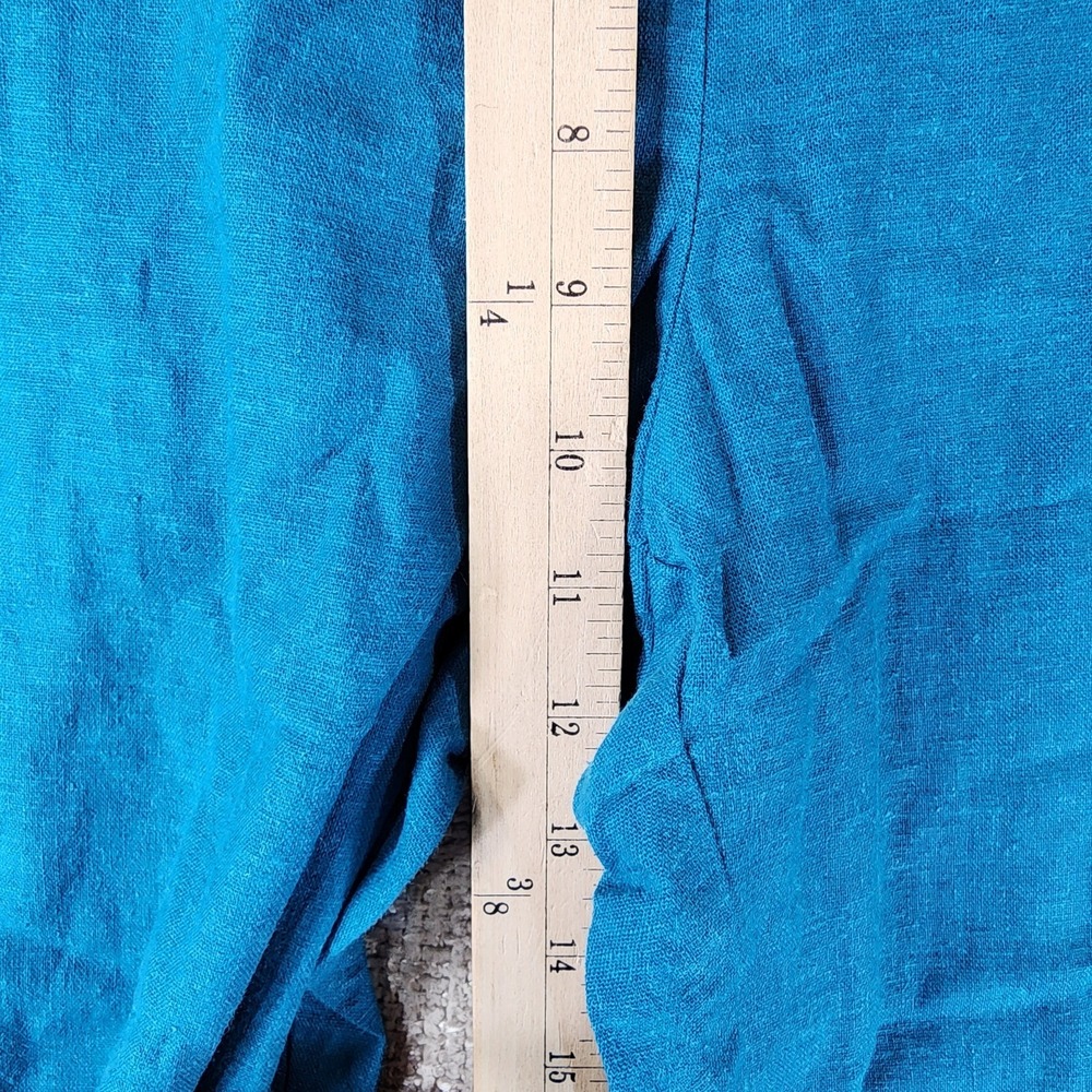 Pendleton Linen Blend Wide Leg Pants Womens 12 Turquoise Zip Button NWT - Picture 5 of 14